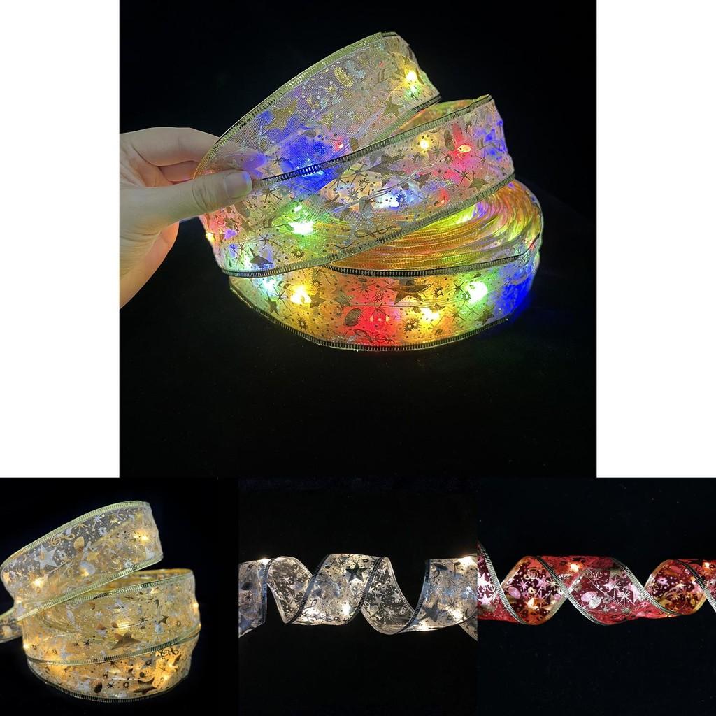 Led Elegant Warm Christmas Ribbon Lights With Glittering Double Layer Design For Holiday Cheer