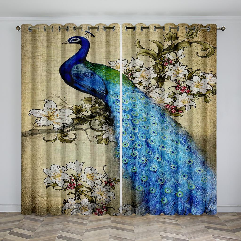 Luksusowy wystrój domu 3D Zwierzę Paw Niebieski Pióro Zasłony 2 Panele Salon Sypialnia Gabinet Dekoracja Pokoju Dziecięcego
