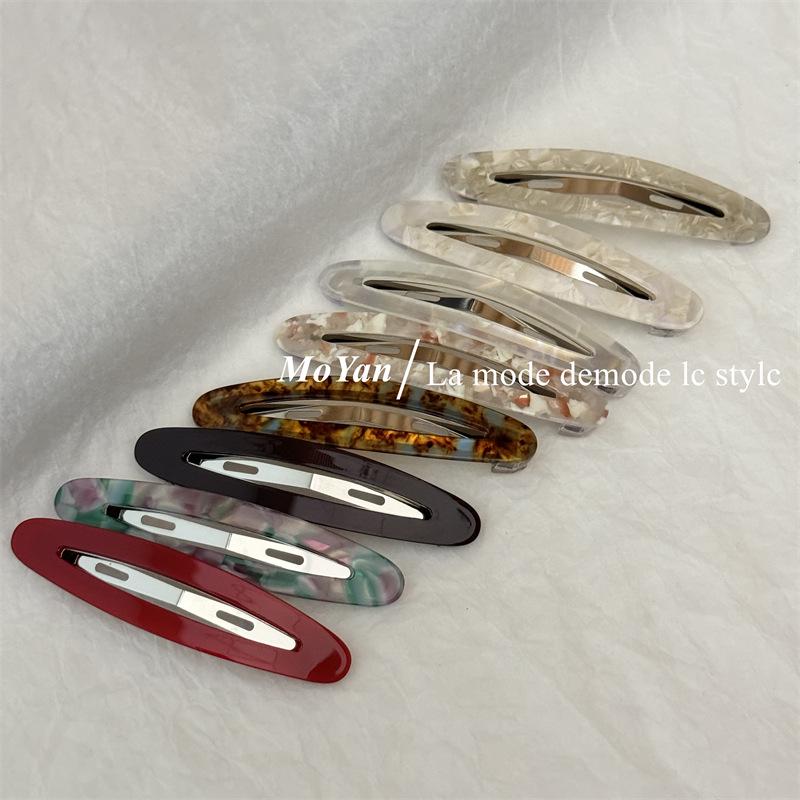 Korean Elegant Acetate Oval Snap Hair Clip