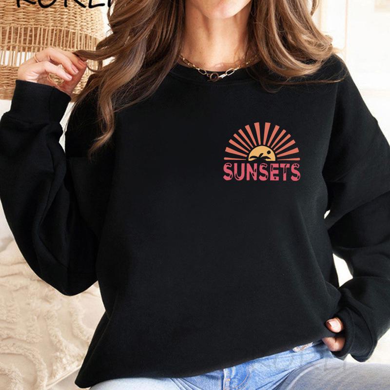 Women's Autumn/Winter Plus Velvet Letter-Print Round Neck Sweater
