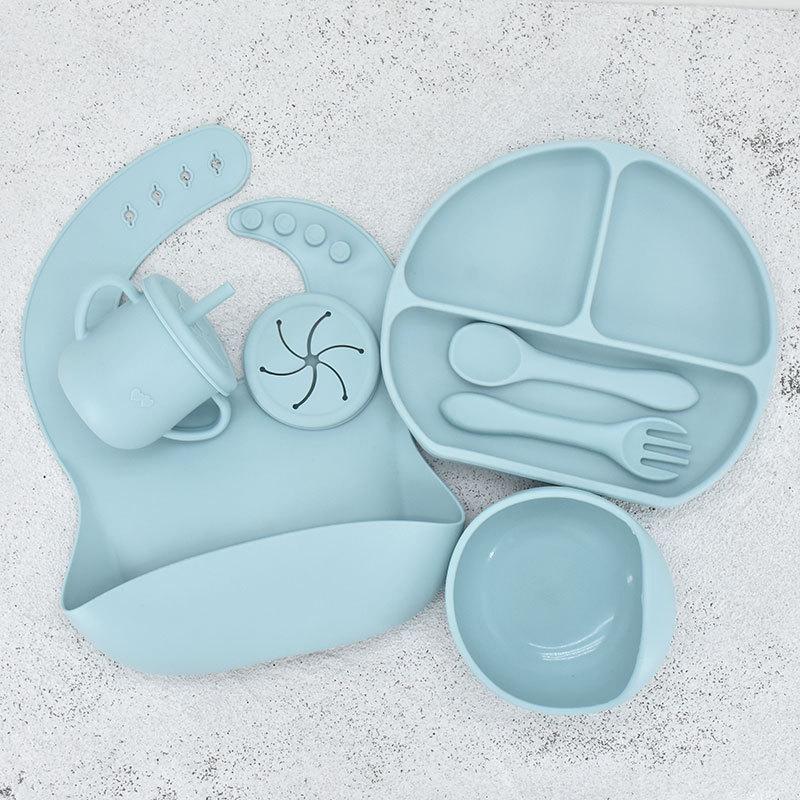Children's Silicone Feeding Plate Set - Divided Three-Section Baby Plate