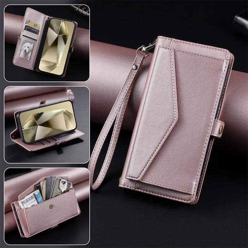 Crossbody Flip Leather Case For Google Pixel 10 9A 9 8 8A 7 6 Pro XL With Long Lanyard Wallet Card Phone Cover Coque Etui