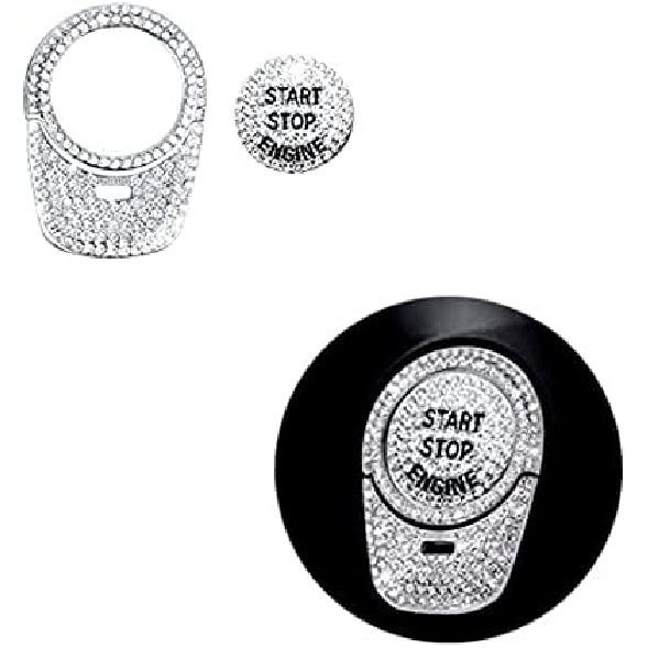 MICROCK Bling Engine Start Stop Ignition Button Cover for BMW 2 3 3GT 4 5 6 7 X1 X2 X3 X4 X5 X6 X6M M2 M3 M4 M5 M6 Series, Rhinestone Crystal