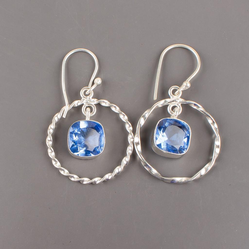 Tanzanite Gemstone 925 Sterling Silver Women's Jewelry Handmade Earrings 1.60" EE-60-2