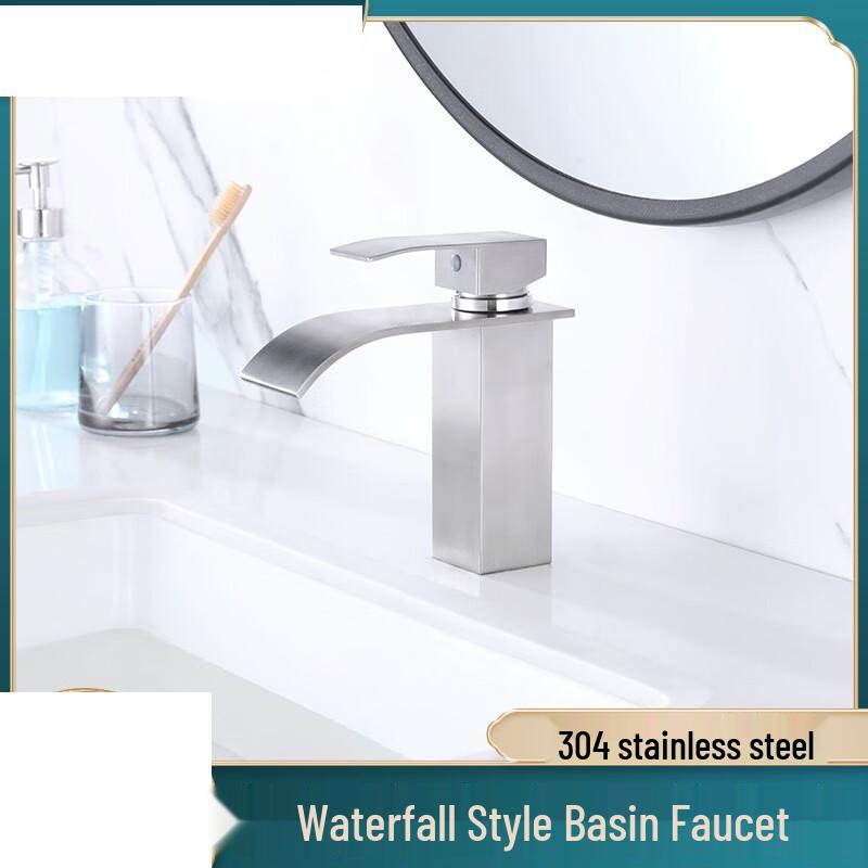 Zhi Shi 304 Stainless Steel Black Waterfall Bathroom Faucet