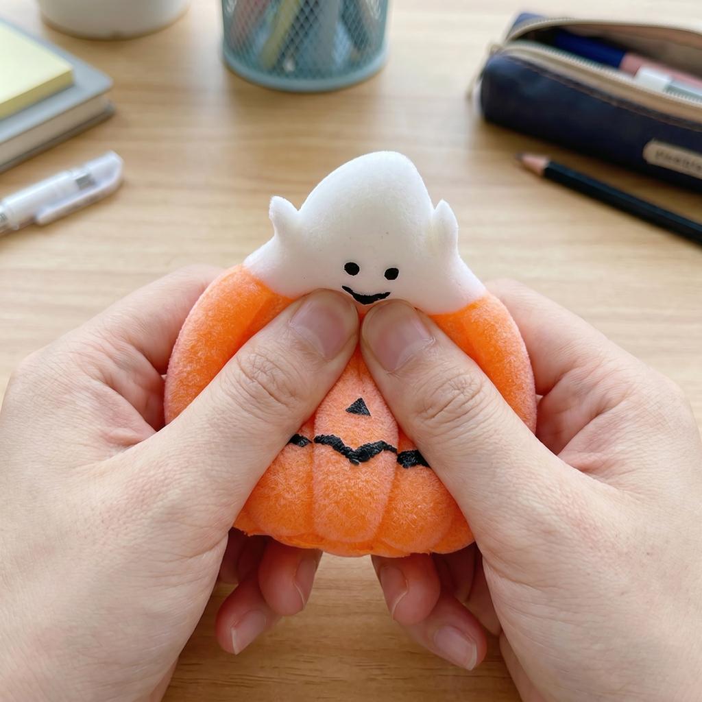 Halloween Toy Pumpkin Stress Novelty Toy for Kids and Adults (Flocked or Random)