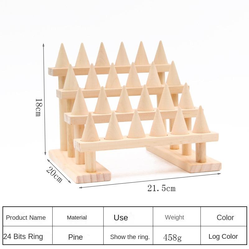 Simple solid wood cone ring display rack jewelry rack ring rack display jewelry rack live stream stall props