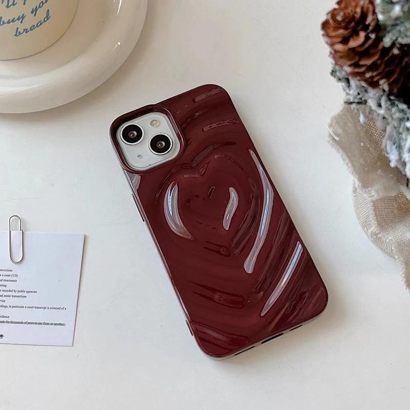 

3D Bubble Wave Pattern Phone Case For iPhone 17 16 15 14 13 12 11 Pro Max 14promax Wine Color Soft Shockproof Back Cover iPhone Air