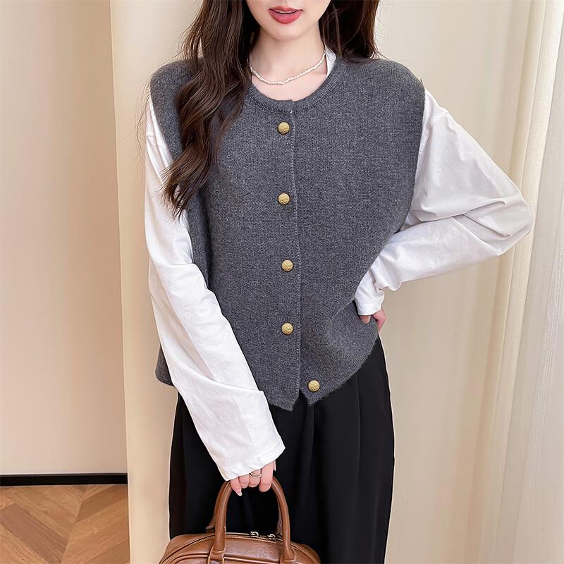 

TonLion Women s Retro Simple Button-Front Cardigan Vest M