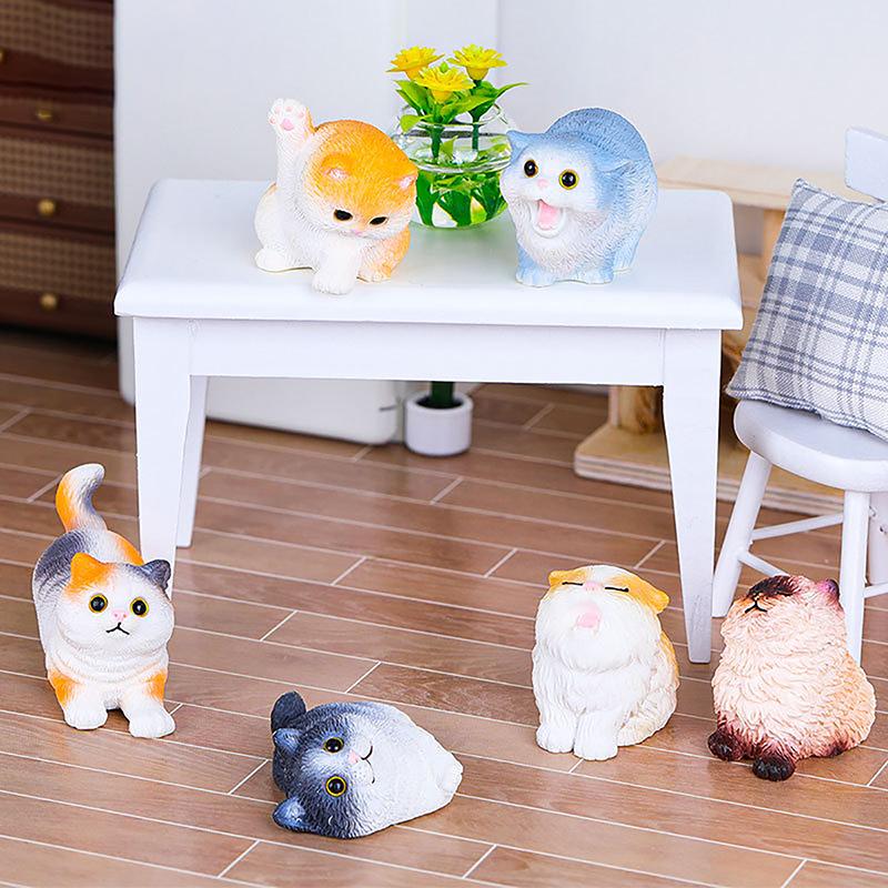 Creative Cute Cartoon Resin Cats Mini Ornaments Crafts Home Decoration Background Props Desktop Small Ornaments Gifts