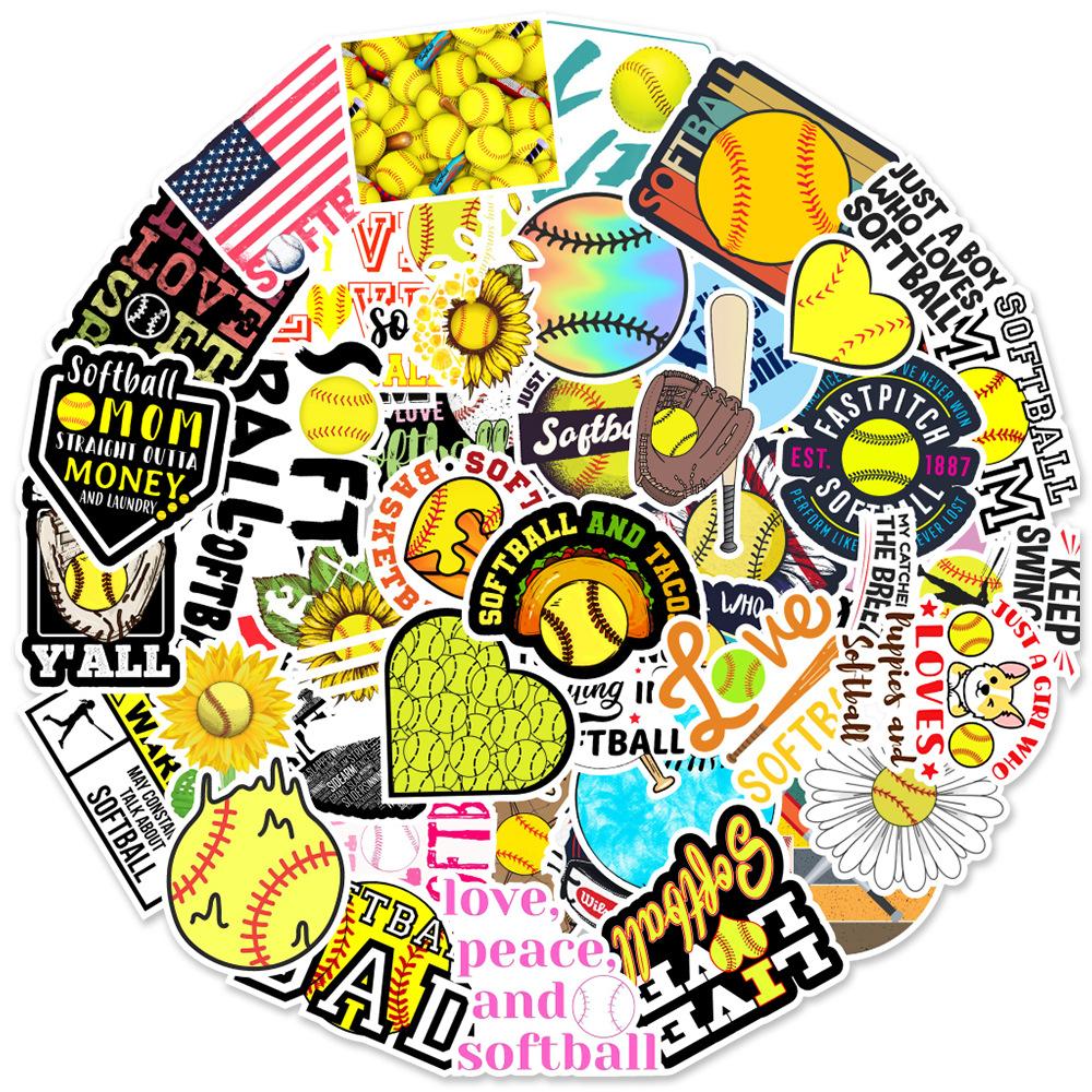 50 Sports Softballs 50 Laptop Skateboard Suitcase Water Cup Doodle Decorative Stickers