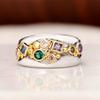 Ethnic style accessories, creative hollow two-color slightly inlaid zircon ring, trendy fashion women's ring