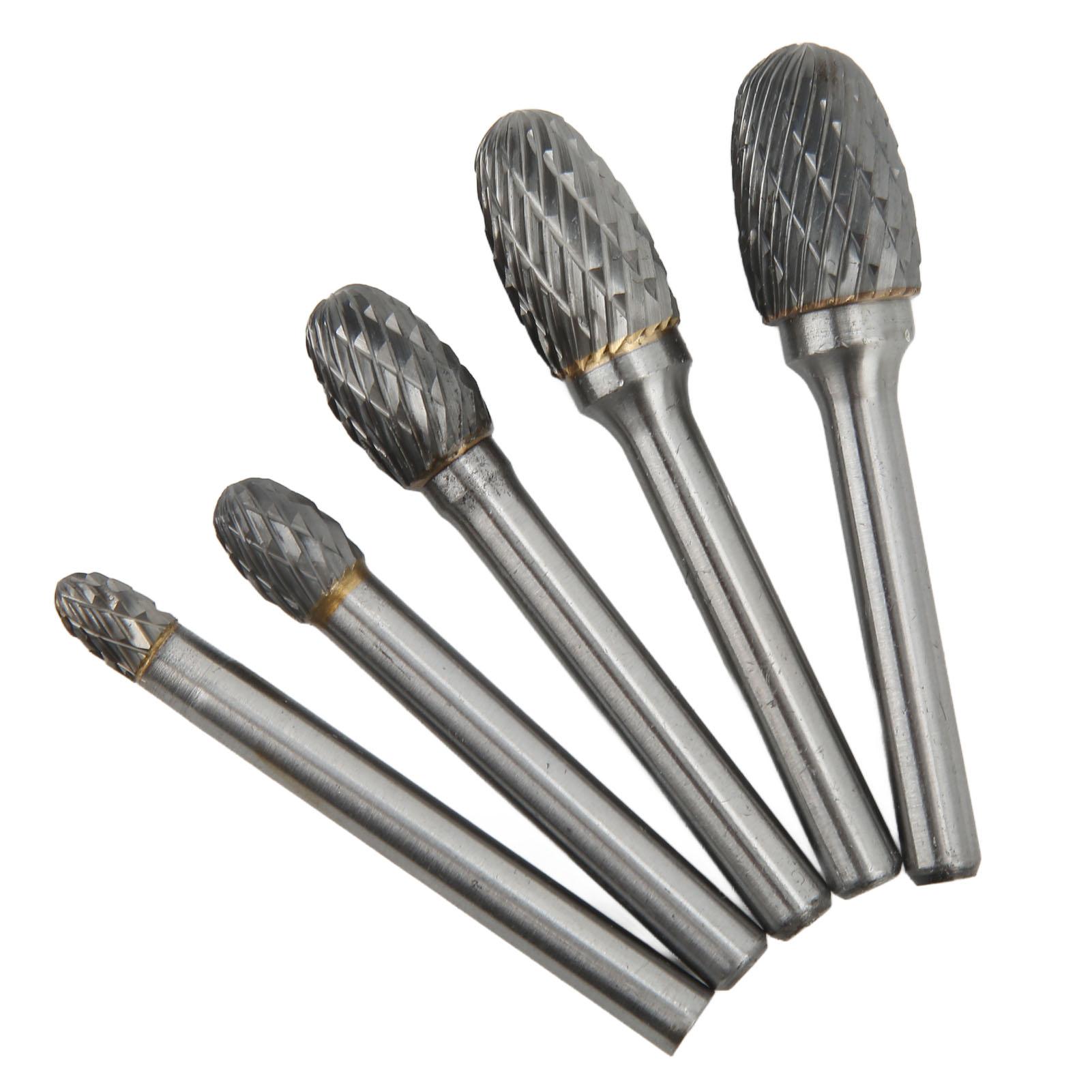 

5 Pcs Double Cut Carbide Rotary Set 6mm Shank Diameter for Aviation Automotive Ship Surface Polishing