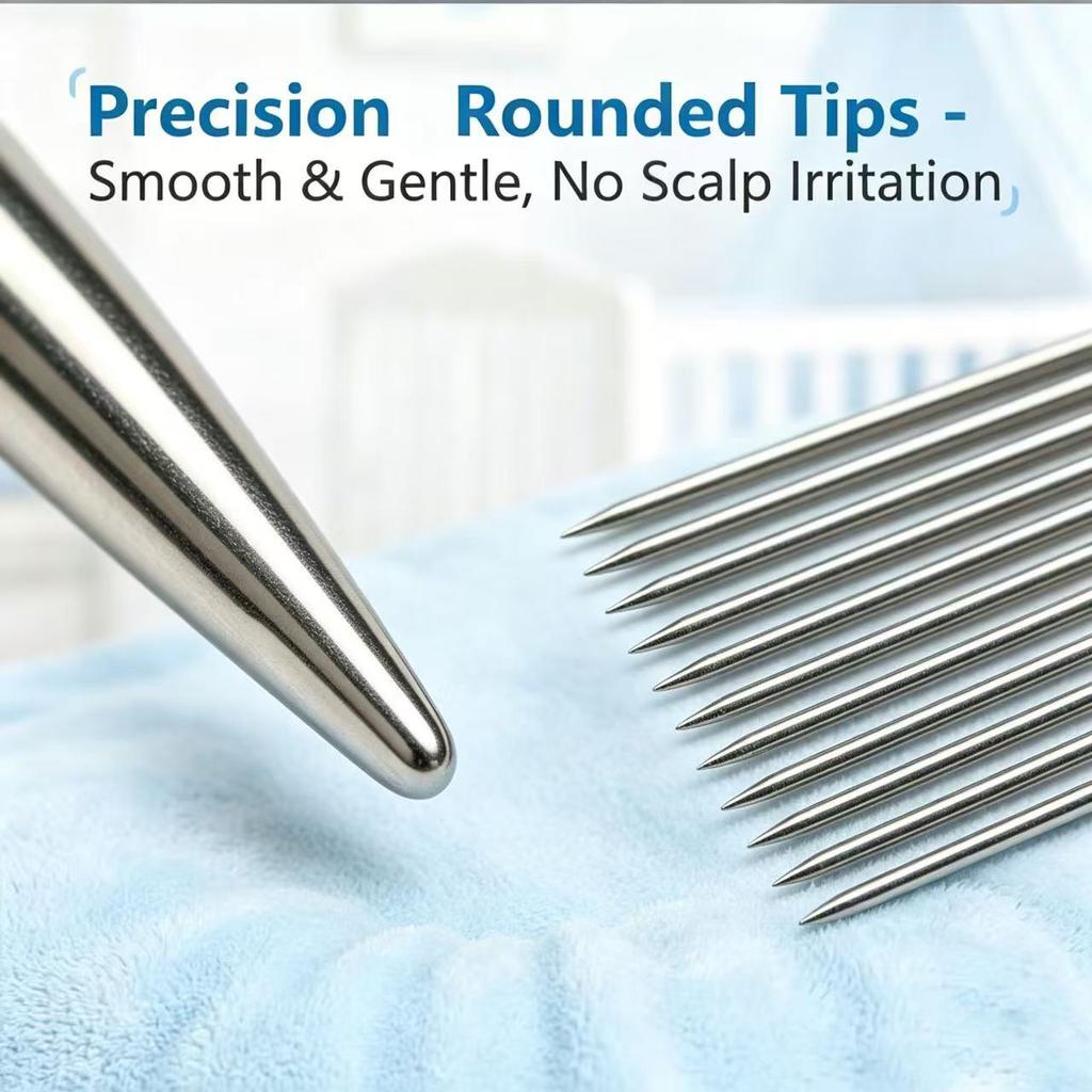 Professional Head Lice Comb Stainless Steel Micro Grooved Spiral Needle Nit Removal Tool for Kids Adult for Home Salon
