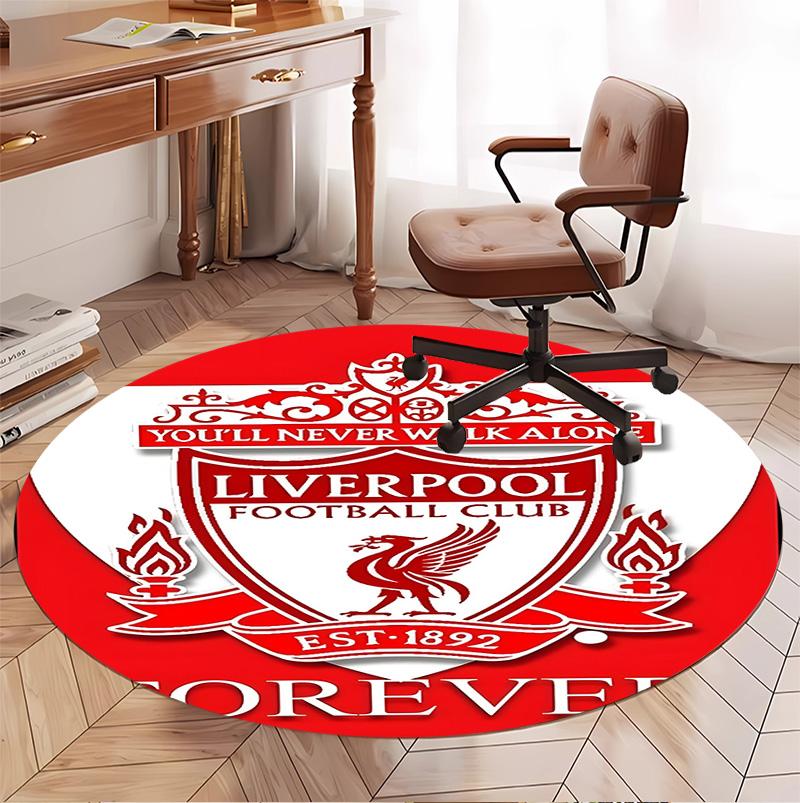 Liverpool F.C Pattern Round Rug, Indoor/Outdoor Mat, for Picnic, Gameroom, Bedroom, Office, Living Room, Home Decor Carpet, Birthday Gift