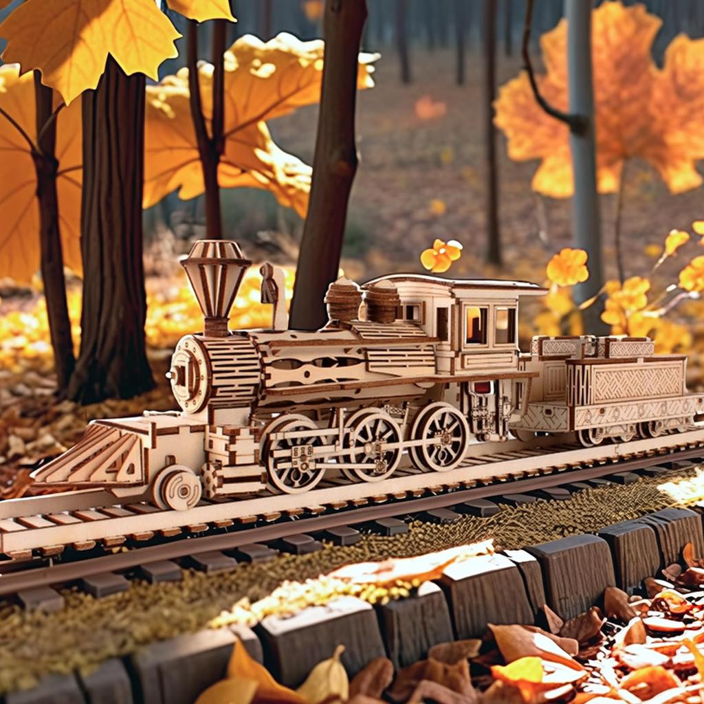 3D Wooden Puzzle, Wooden Model Kit, Craft Kit, Steam Locomotive Puzzle, DIY Educational Toy, Gift for Boys, Girls, and Adults, Birthday, Christmas