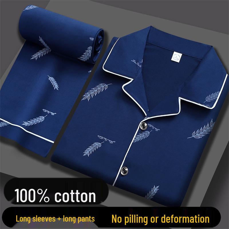 Pijamale Bărbați Mânecă Lungă din Bumbac 100% Pur - Croială Largă, Mărimi Mari, Articole de Casă de Primăvară/Toamnă pentru Toate Vârstele.