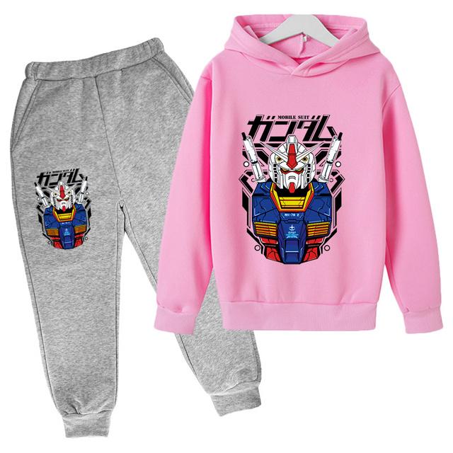 2025 Gundam Casual Kids Clothes 2 Piece Hoodies Set Clothing Cool Girls Clothing Boys Tracksuit Children Baby Clothes