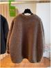 High-End Lazy Style Round Neck Sweatshirt - Imitation Lamb's Wool, Solid Color, Thickened for Autumn/Winter, 2025 Collection.