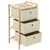 VidaXL Étagère de rangement 3 paniers non tissés Bois de cèdre Beige