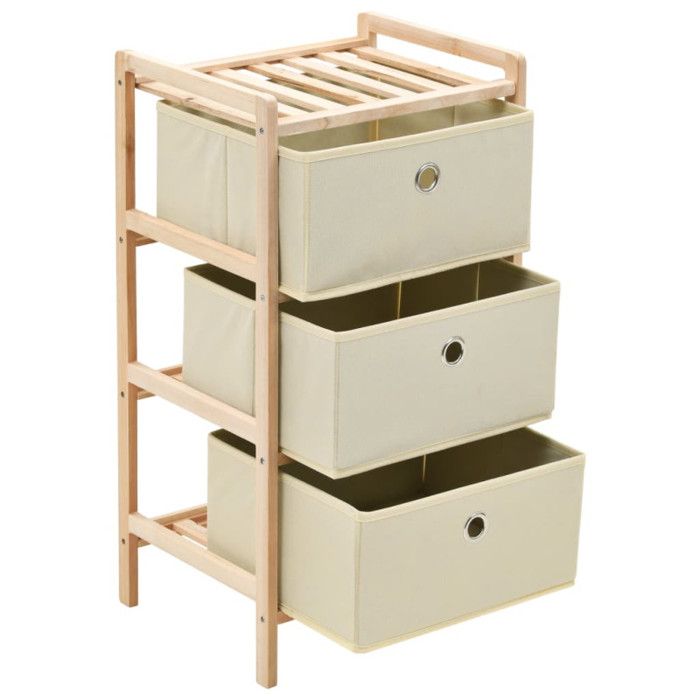 VidaXL Étagère de rangement 3 paniers non tissés Bois de cèdre Beige