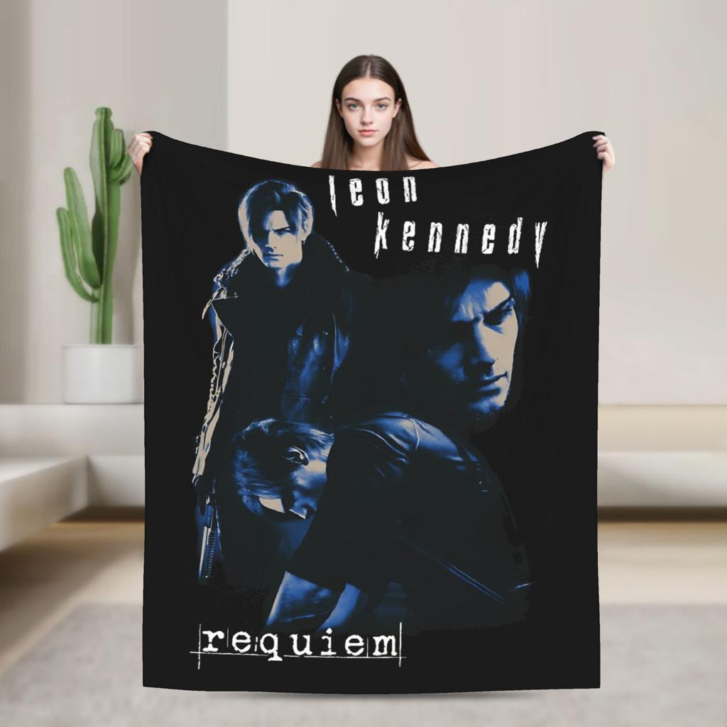 Resident Evil Leon Kennedy Plush Blanket Girls Boys  Flannel Throw Blanket For Living Room Soft Quality Bedspread Gift Idea