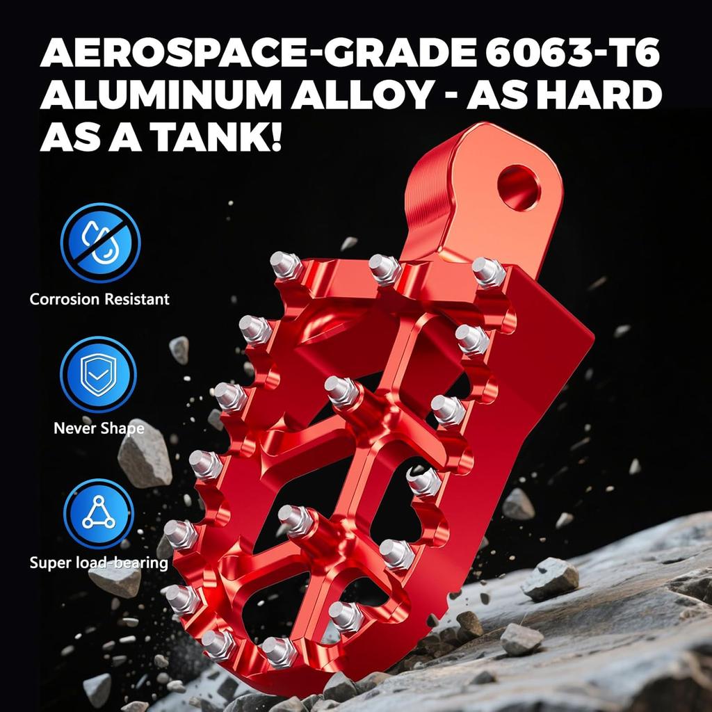 Dirt Bike Foot Pegs Footpegs Rest Pedal CNC for MX 650 500 MX650 MX500 SX500 MX350 Electric Dirt Bike Red