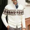 Jacquard Lös Stor Storlek Stickad Cardigan Jacka Ny Herr Casual Ståkrage Julstickad Tröja Mode