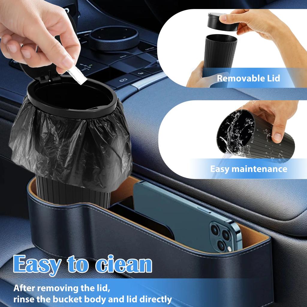 2Pcs 650ml Car Trash Can Plastic Cup Holder Dustbin with Lid Leak Proof Vehicle Garbage Bin for Car Door Pocket Seat Back Pocket