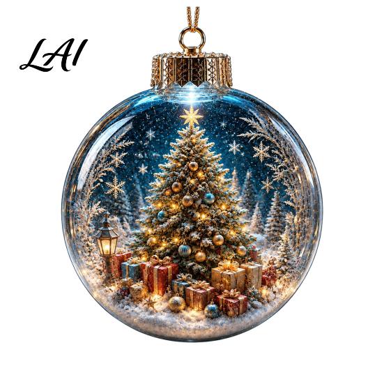 Transparente Weihnachts-Kugel-Deko Weihnachtsbaumkugel-Schmuck mit LED-Lichtern Schneeszene Acryl Klar Hängende Dekorationen Dekor Bruchfest Baum Saisonal