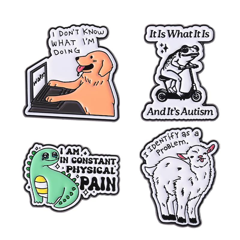 Mental Health Animal Enamel Pins Go Away I'm Introverting It Is What It Is And It's Autism Brooches Lapel Badge Jewelry Gifts