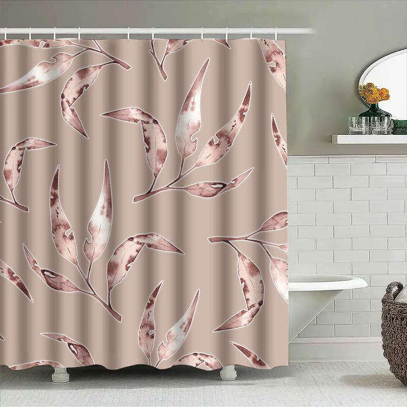 

Fashion Watercolor Leaf Shower Curtain Modern Design For Bathroom Decor Customizable Size Colors 90x180cm