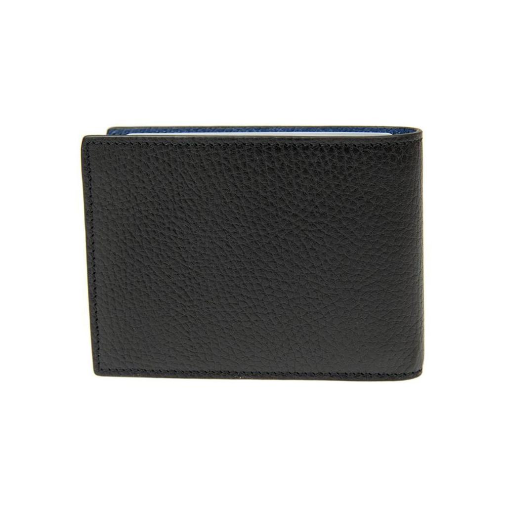 Gucci Silver Logo Long Folded Lychee Grain Leather Wallet Men Wallet Black Blue 611229-CAO2N-1040