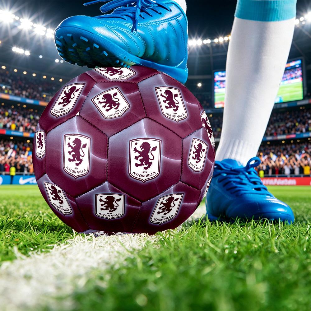 Aston Villa FootballPrinted Size 5 Soccer Ball, Anti Slip Adult Match Football Souvenir for Football Fans