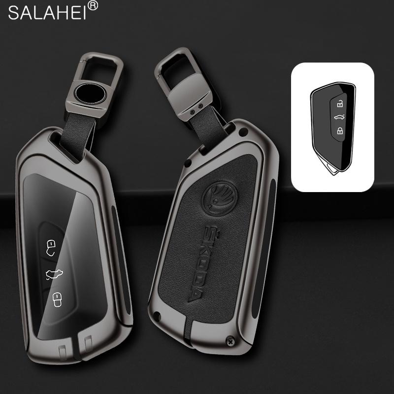 Zinc Alloy Car Smart Remote Key Case Bag Cover Protector Holder Shell For Skoda Octavia 4 8 A8 2020 2021 Keychain Accessories EH4