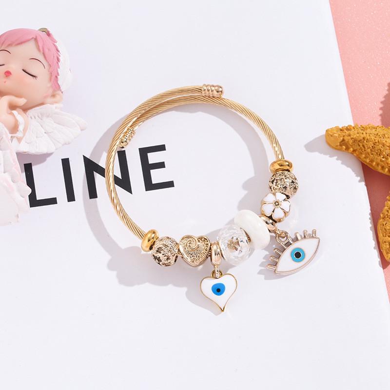 Stainless Steel Hand Chain Ladies Light Luxury Eye Design Open Bracelet For Travel Souvenir