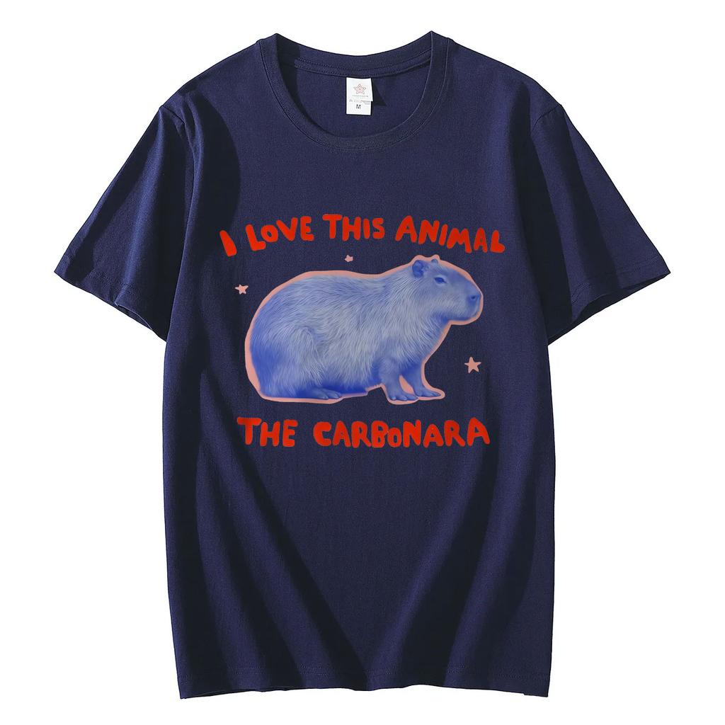 Ich liebe dieses Tier Das Carbonara Lustige Capybara Meme T-Shirt Mode Y2k Übergroße T-Shirts Unisex Sommer Lässig Baumwoll-T-Shirts