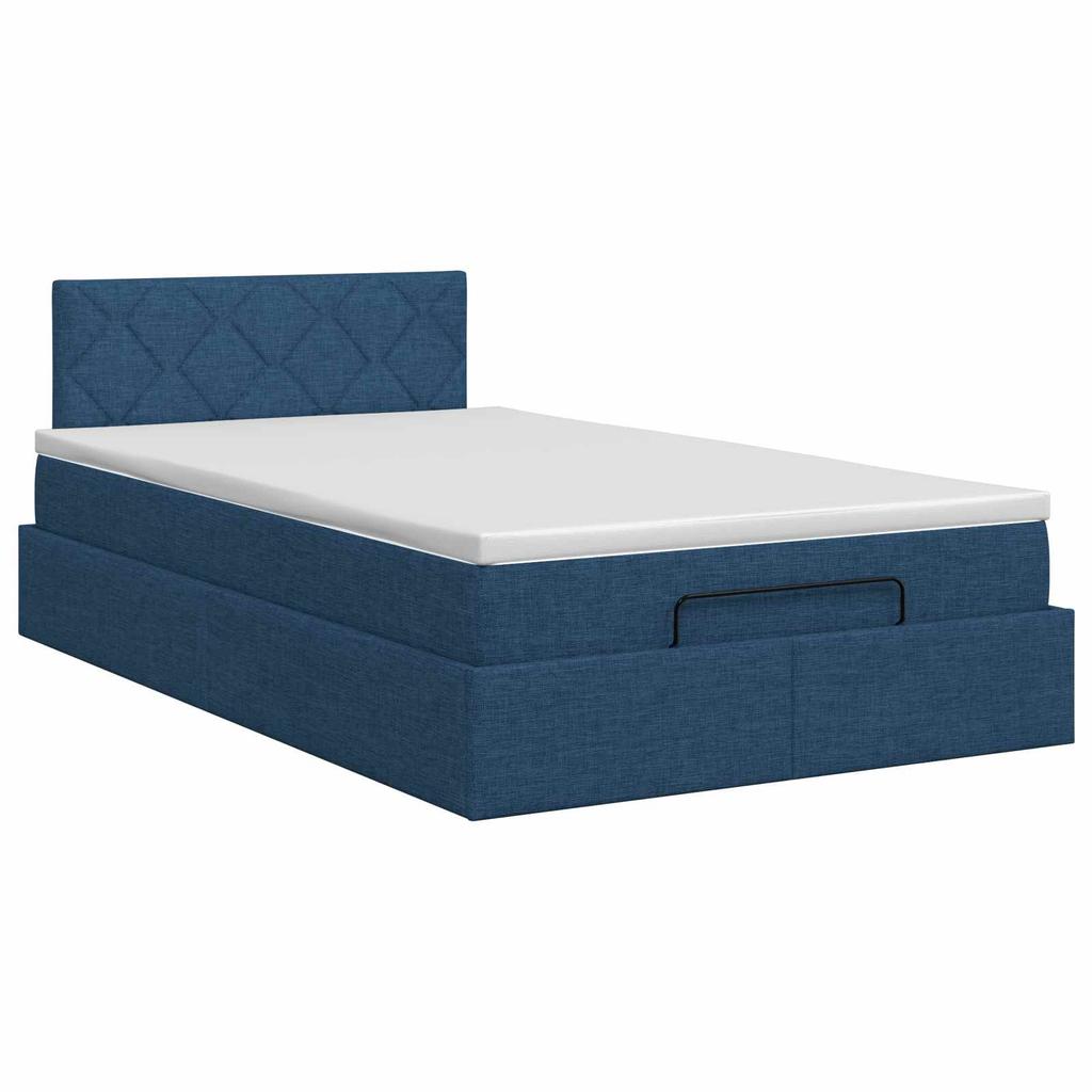Ottoman Bed with Mattress and Headboard Blue 120 X 200 Cm Fabric