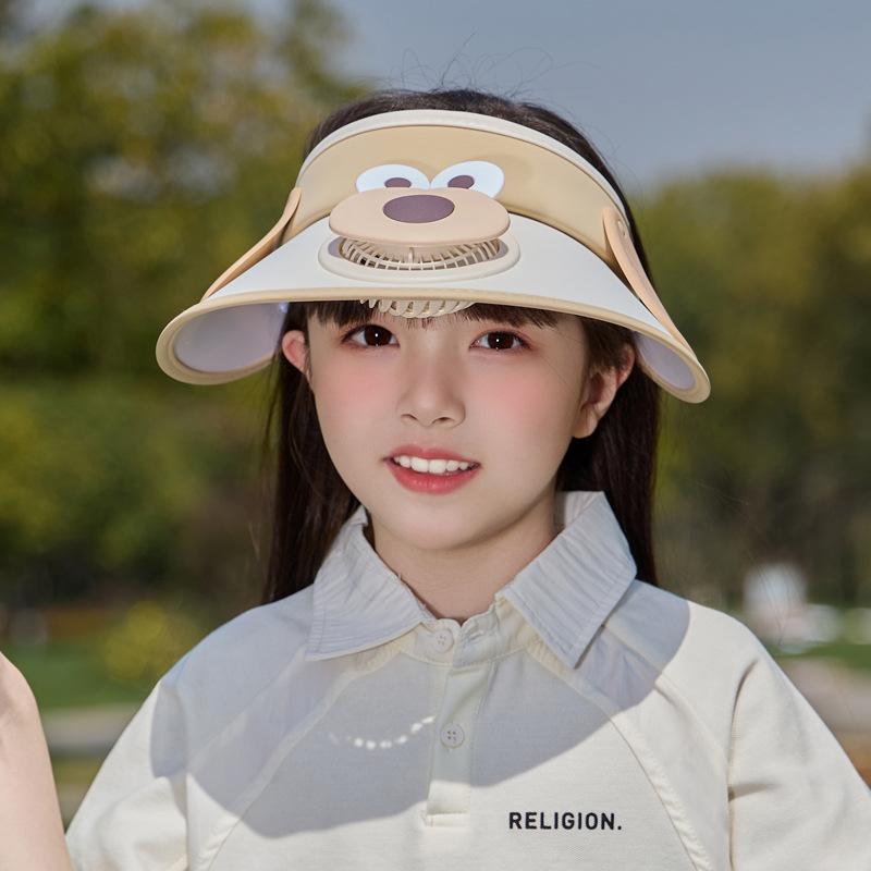 Children's hats Summer outdoor travel sunscreen caps Rechargeable fans Big eaves Empty top hats Cartoon cute sun hats