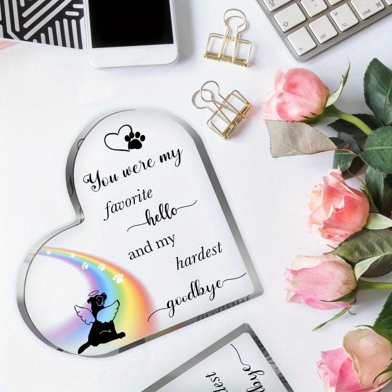 Dog Loss/Bereavement Gifts: Heart-Shaped Acrylic Memorial Sign – Dog Remembrance/Condolence Gift.