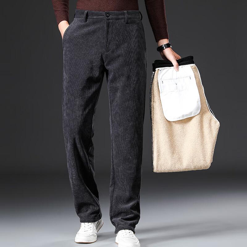 

Men s Winter Fleece-Lined Corduroy Straight Leg Casual Pants 40