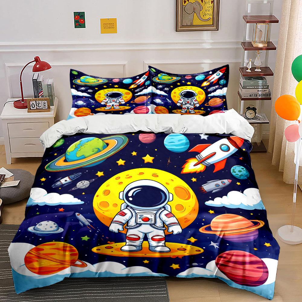 Space Adventure Outfit For Kids Kid'S And Adults' Bedroom Decor, Exquisite Three-Piece Bedding Set Gift