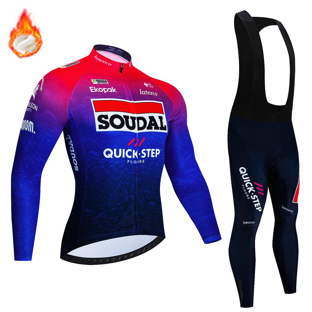 2026 Soudal Quick Step Men Winter Cycling Jersey Set Thermal Fleece Clothing Mountian Bike Bicycle Clothes Ropa Maillot Ciclismo