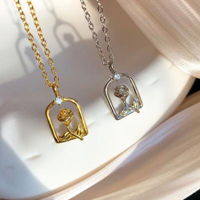 Prince Rose Garden Necklace Women's Three-dimensional Exquisite French Collarbone Chain Ins Cold Wind Simple Fashion Personality Tide