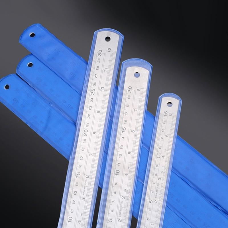 High Accuracy Steel Drawing Ruler with Double Scale System Metric Royal Etched Marks Easy To Use for Engineers
