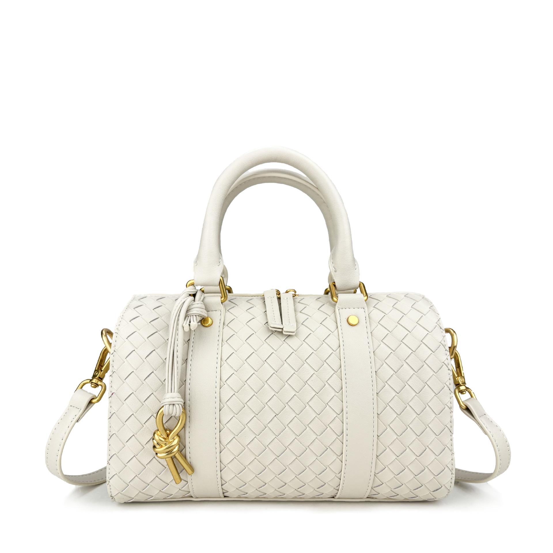 

Новая бизнес-сумка для поездок на работу, универсальная, из кожи, плетеная, ручная, через плечо, на одно плечо, подушка 24.5x12x15.5cm белый