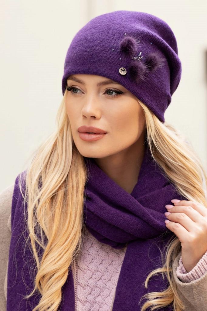 Onyx Elegant Women' Wool Hat, Purple Color