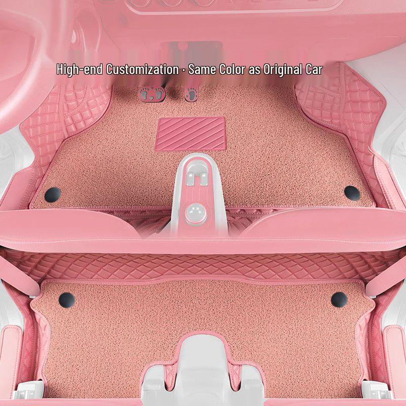 Compatible Floor Mats for Wuling Hongguang MINI EV Macaron Third Gen - Mini Silk Loop Carpet for Women