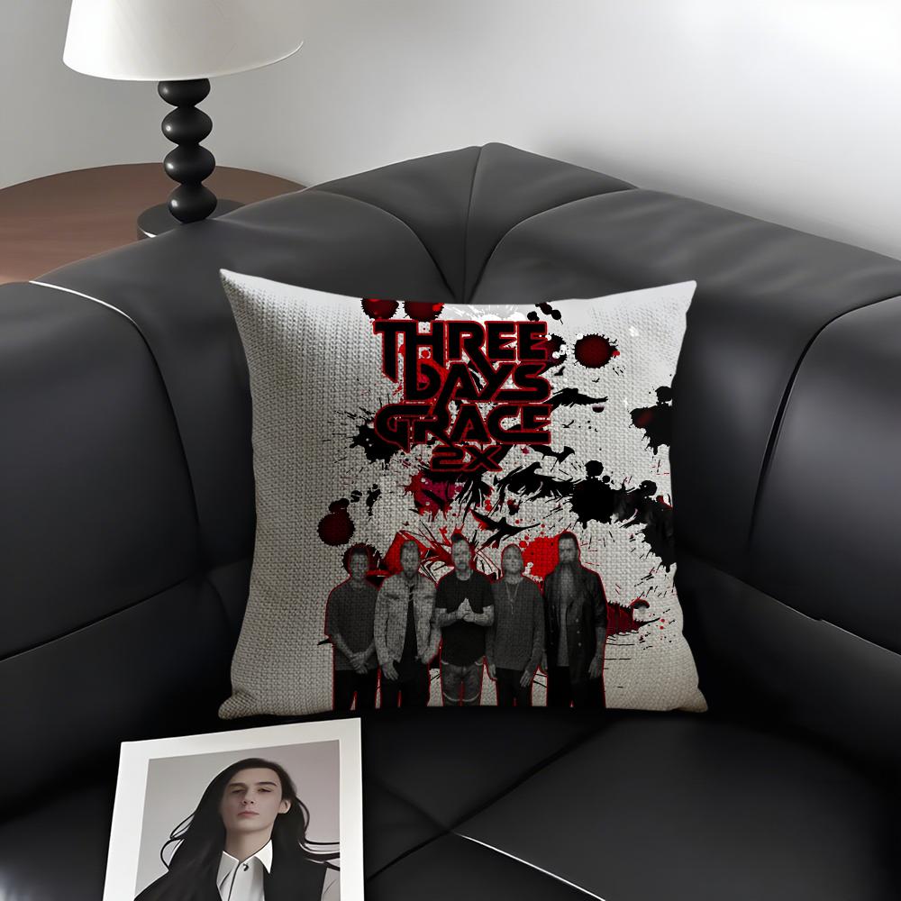 TThree Days GraceE Band Cushion Cover Natural Linen Organic Fabric DoubleSided Printing Sofa Home Decor Gift Pillow Case