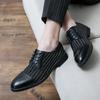 Fashion Fashionable striped design men's leather shoes Trendy and versatile styles Wedding party outdoor casual business men's shoes